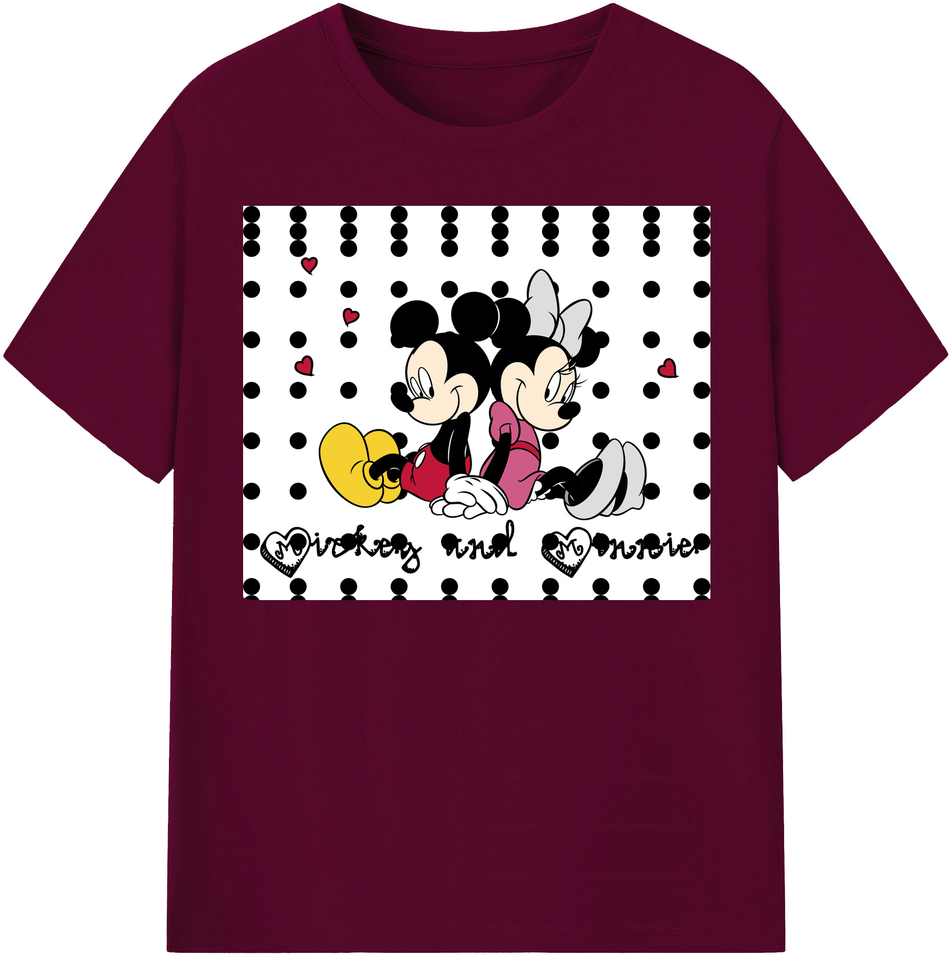 （画像用） ミッキーマウス Mickey Mouse レディースカジュアルプリントTシャツ（綿100％）